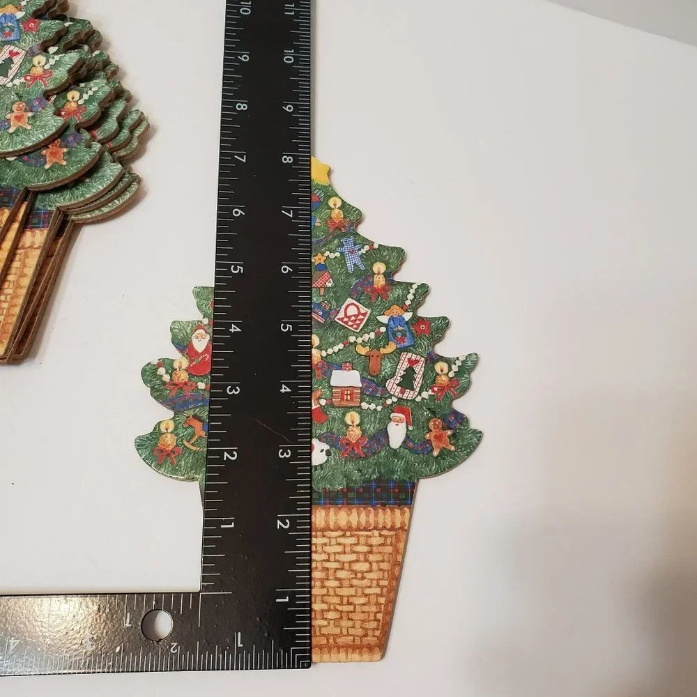 Christmas Tree Coasters / Hot Mats, Set of 8, Cork-backed Holiday Decor LIKE NEW